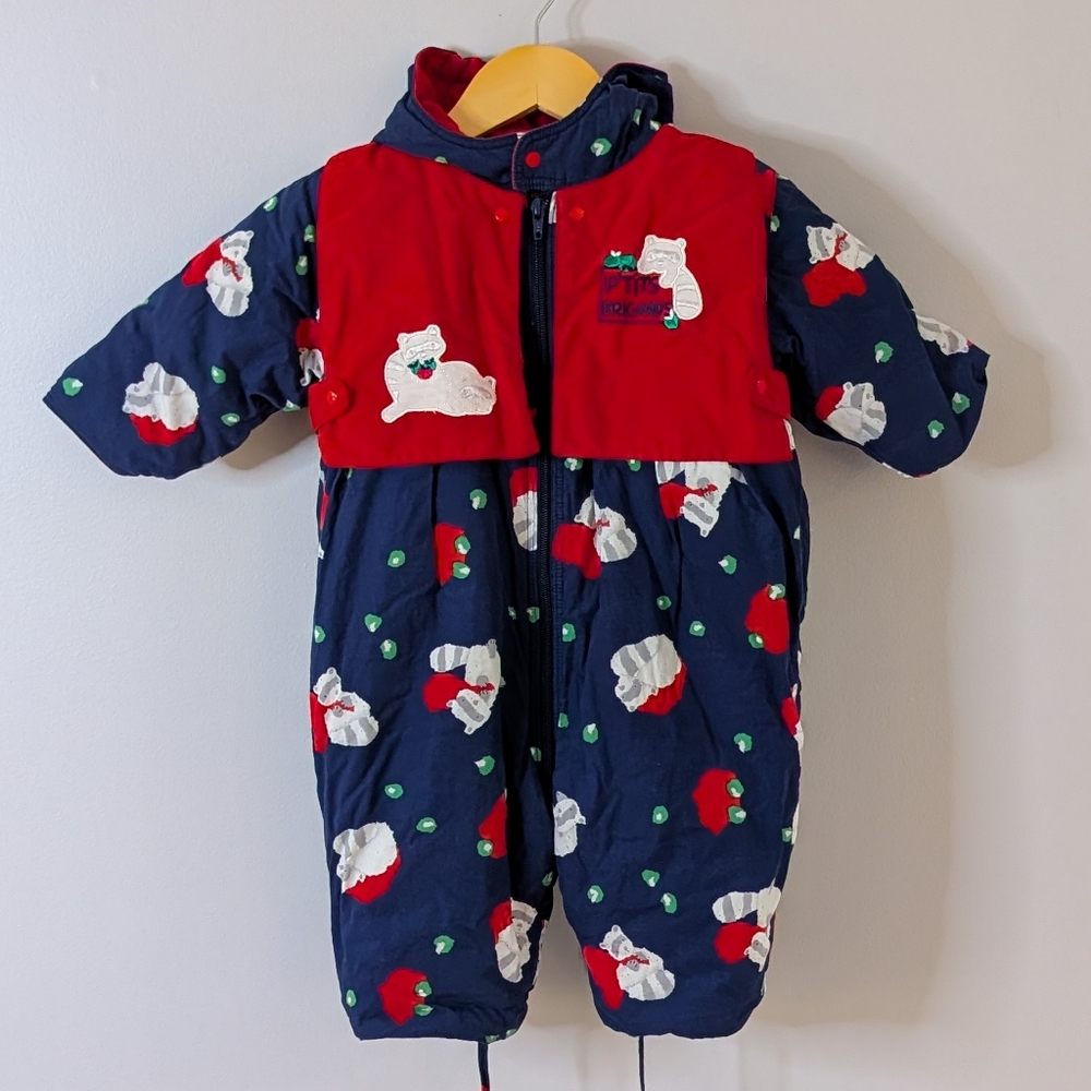 Vintage 90s Marèse Baby Snowsuit 12M | Winter Bunting + Booties